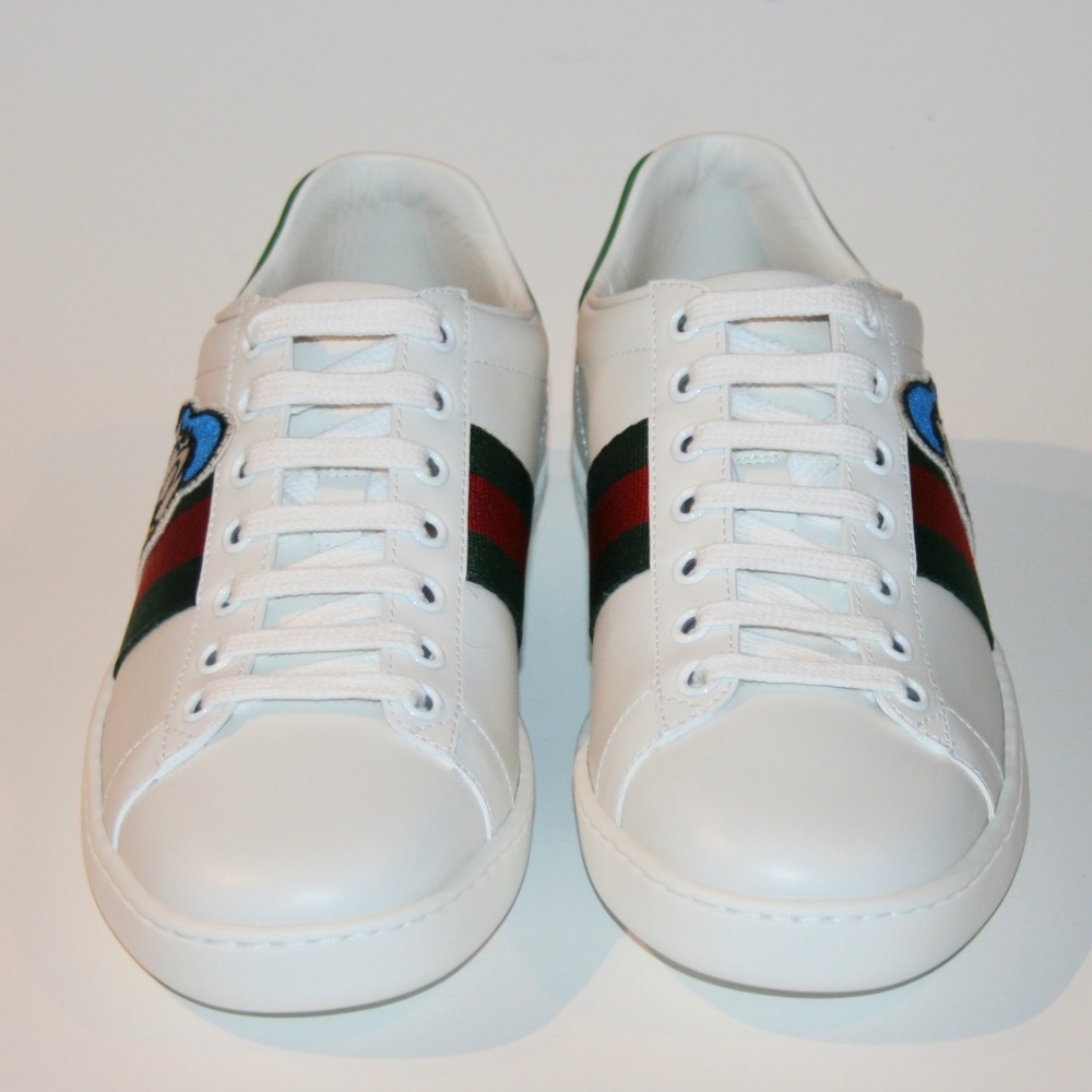 Gucci x Disney Women's Ace Donald Duck Patch Green/Red Web Sneakers Shoes - Picture 2 of 6